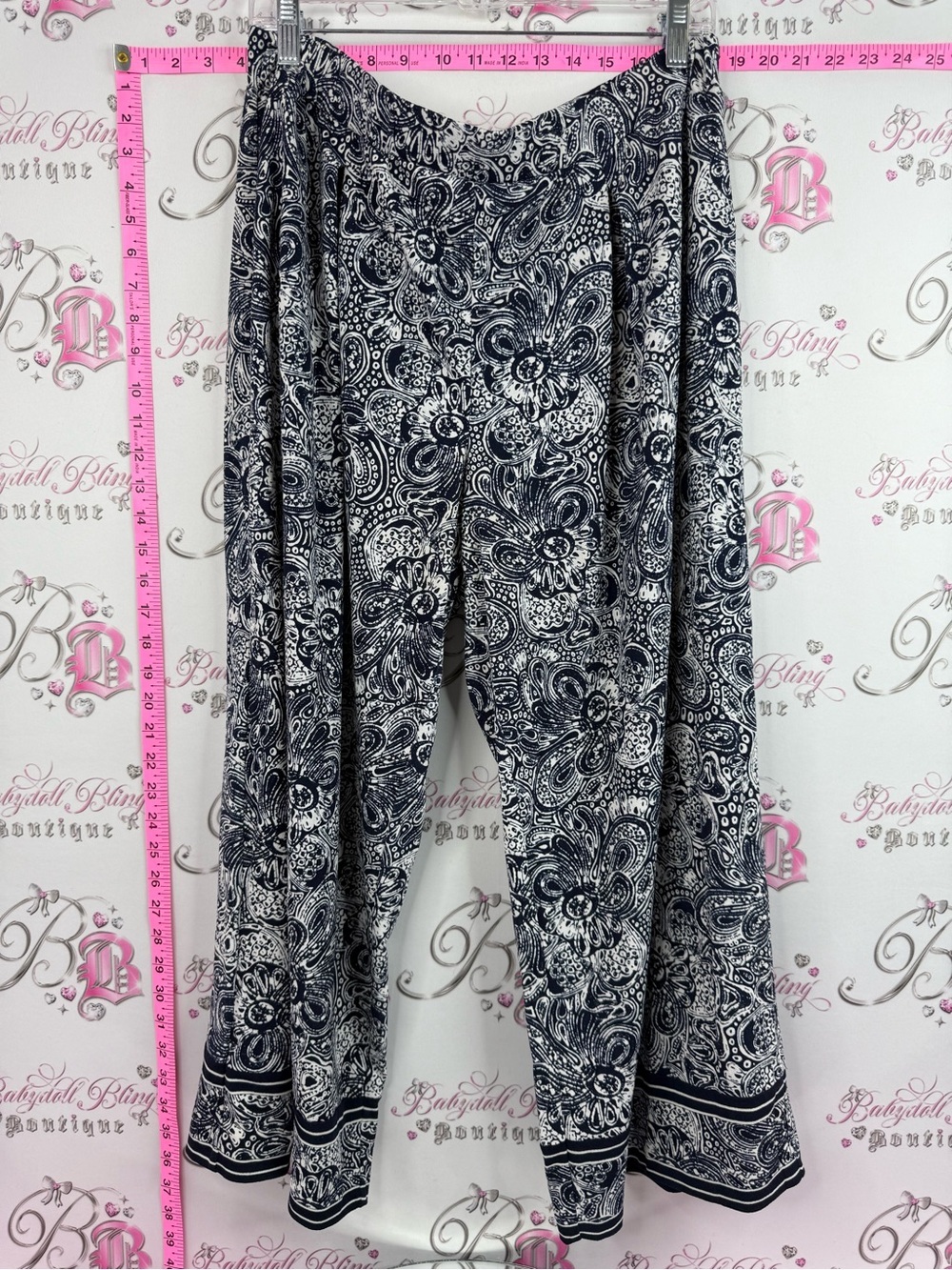 Michael Kors pants navy Black and White Paisley Wide-Leg Jumpsuit Pants